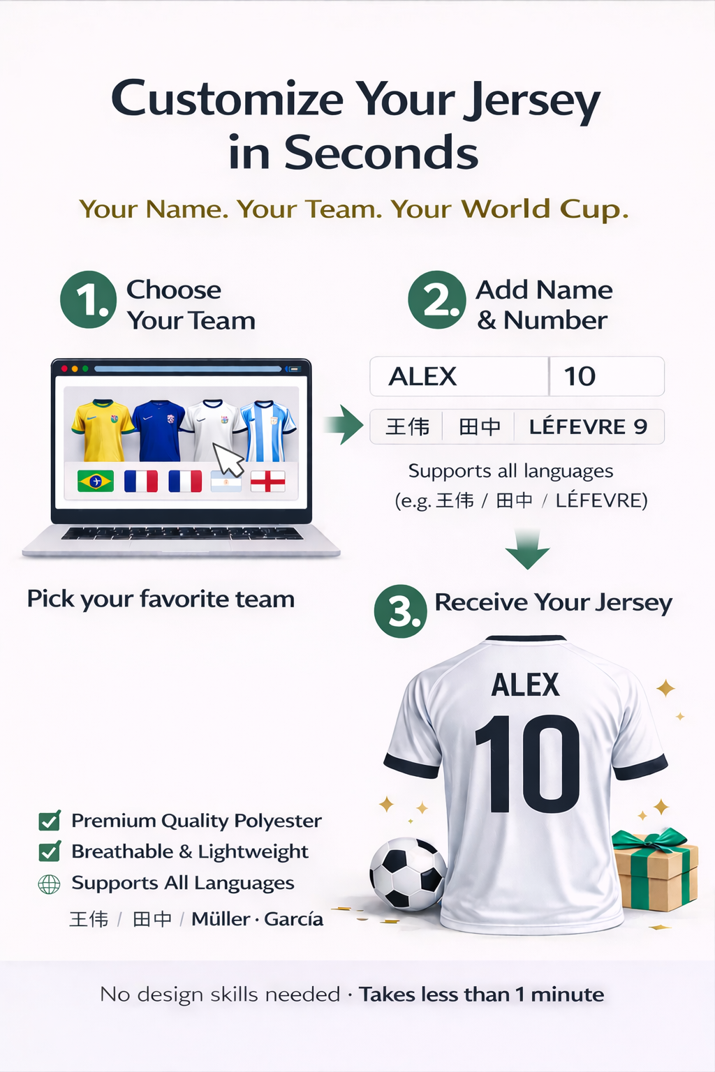 Custom Germany Soccer Jersey – Personalized Name & Number Fan Jersey - Fan Version